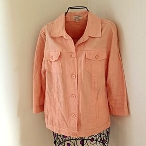 NEW Linen Jacket Chest & Side Pockets size M Orange
